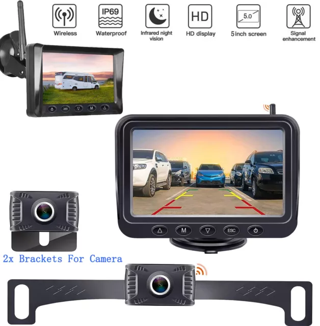 Digital Wireless 5'' Monitor + Car Reversing Camera Backup Rear View Parking Kit