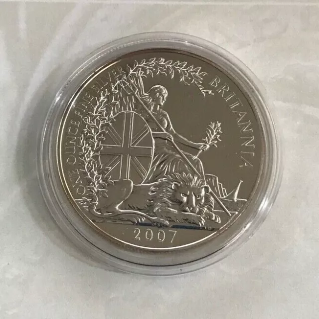 ~Simply Coins~ 2007 SILVER BRITANNIA 1 OUNCE 1OZ 2 POUNDS .958 FINE SILVER COIN