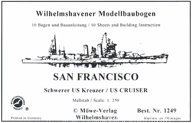 Wilhelmshavener Modellbaubogen 1249 B - Schwerer Kreuzer USS San Francisco 1:250