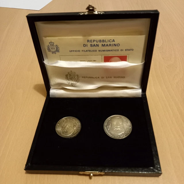 Numero 4 Monete Argento Repubblica Di San Marino Più Monete dal Mondo Metallo...