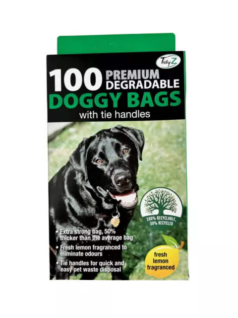 Dog Poop Lemon Scented Premium Dog Poo Bags Extra Strong Tie Handles Recyclable
