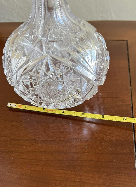 American Brilliant Cut GLASS CRYSTAL Wine Decanter Liquor Bottle(2 small chips) 9