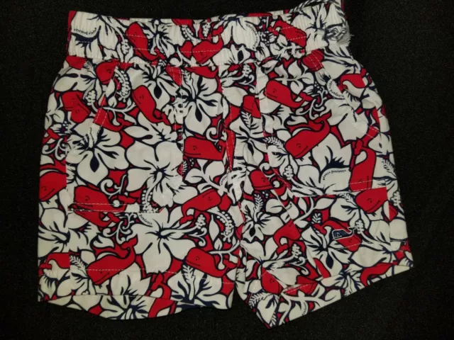 Vineyard Vines Boys Floral Shorts White Red Size 6-9M VT1057