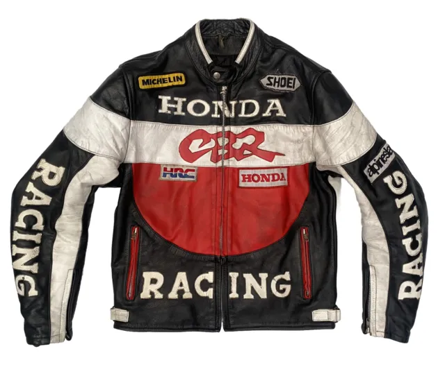 Vintage Honda CBR Genuine Leather Motorcycle Racing Jacket L