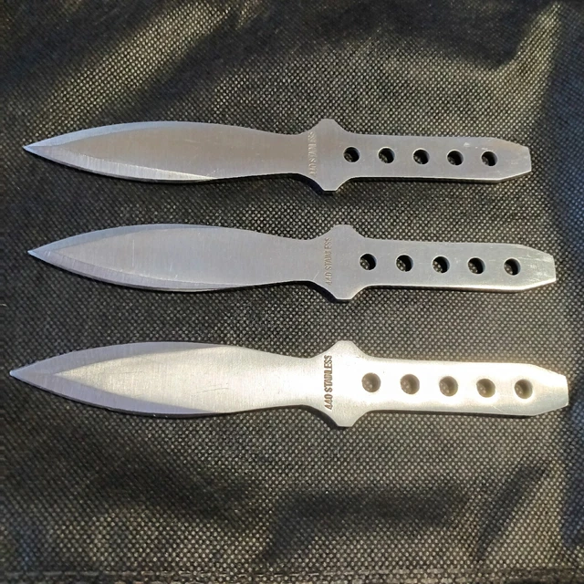 3  Throwing Hunting Kitchen Knife Spear w/ sheath case 440 Stainless Steel