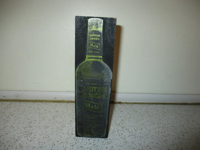 Metal on Wood Letterpress Printing Press Block Ink Stamp Whiskey 1876