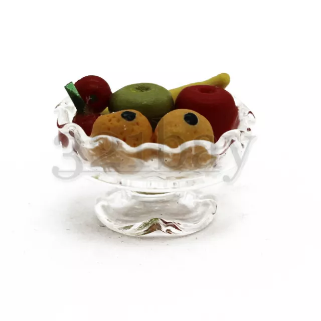 Mini Schüssel Puppenhaus Glas Deko Obst Miniaturen Obstschalen Puppenstube 1:12