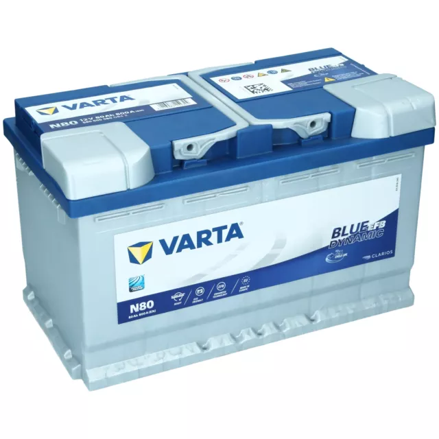 VARTA 12V 80Ah 800A EN Autobatterie N80 EFB Batterie Start Stop