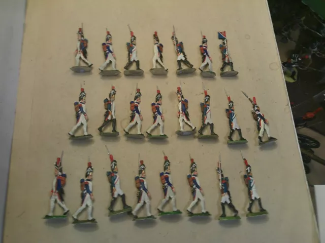 Napoleonic, French Guard infantry march, lot Lead flats studio well painted, WI