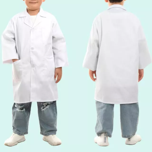 Kids Doctors White Lab Coat Scientist Childrens Fancy Dress Costume Girls Boys A