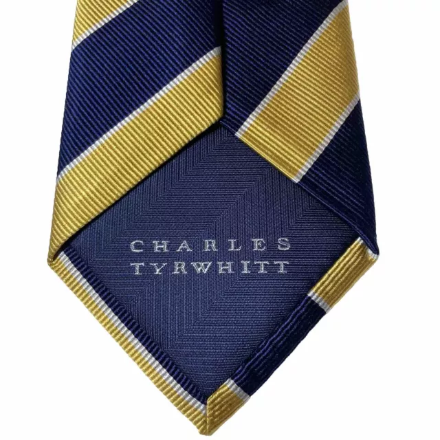 CHARLES TYRWHITT TIE Silk Blue And Yellow Striped $45.00 - PicClick