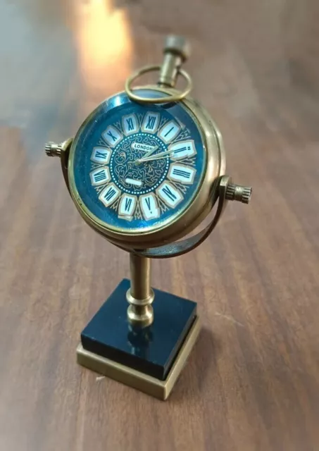 Vintage Brass Desk Clock Table Clock Antique Nautical Clock Brass gift item