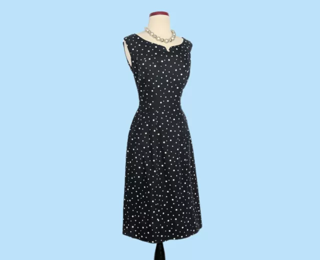 Vintage 1950s Black Polka Dot Day Dress Set 50s Wiggle Dress with Cropped Jacket 2