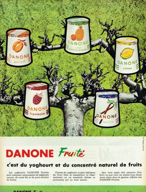 Publicité Advertising 1221 1964   Danone fruité yoghourt concentré naturel fruit