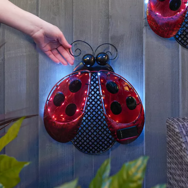 35cm Énergie Solaire LED Coccinelle Nouveauté Animal Extérieur Mur Clôture Léger