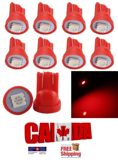 10pcs Red T10 194 168 1SMD LED Car Auto Side Lamp Dome Wedge Light Bulb