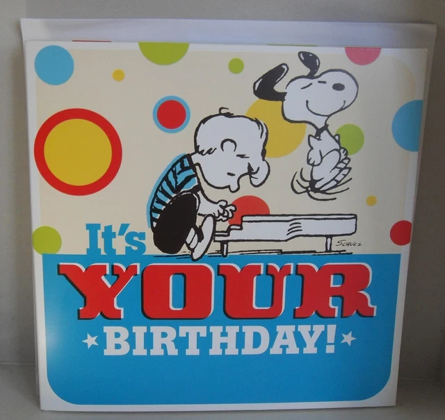PEANUTS GREETING CARD Birthday Snoopy Linus Hallmark Oversized Musical