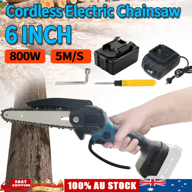 6" Chainsaw Wood Cutter Saw Mini Saws Electric Cordless Cutting Battery Charger