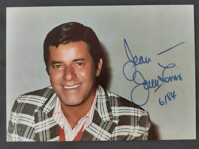 Autographe photo JERRY LEWIS  à un fan en Juin 1984