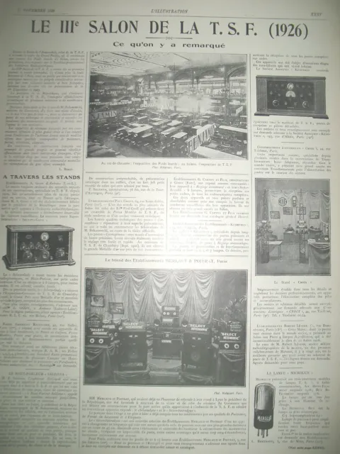 PUBLICITE DE PRESSE IIIe SALON DE LA T.S.F. POSTE RADIO FRENCH ADVERTISING 1926