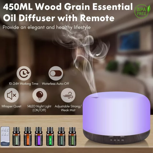 Electric Air Diffuser Humidifier Aroma Oil LED Night Light Up Home Relax Defuser