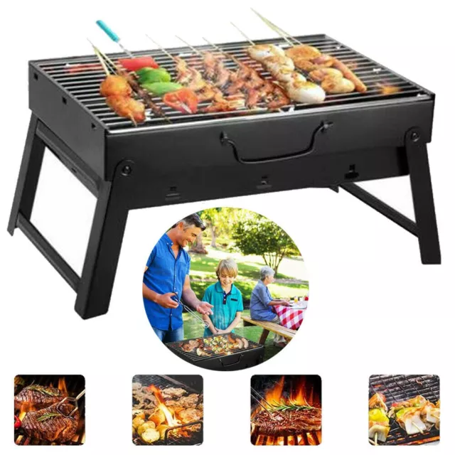 BBQ Klappgrill Holzkohlegrill mit Netzplatte Barbecue Campinggrill  Tischgrill