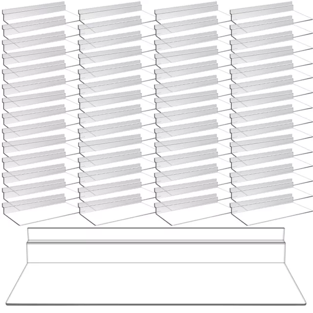 (100 Pack) 4 X 10 Inch Slat-wall Shelves Hanging Slat-wall Accessories Clear Sla