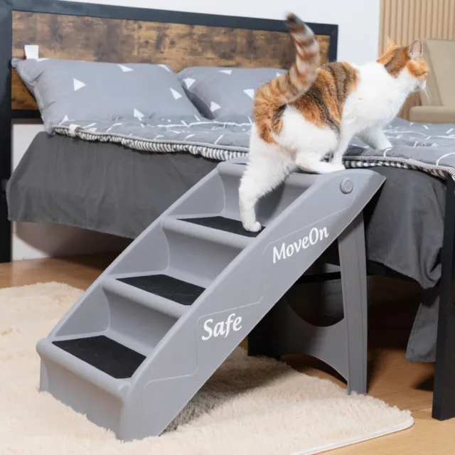 COZIWOW Foldable Dog Ladder Pet Stairs Anti-Slip with 4 Steps for High Bed Sofa