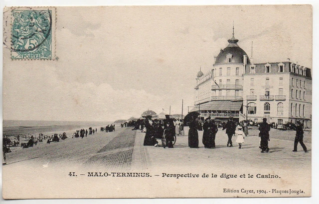 MALO LES BAINS - NORD - CPA 59 - Perspective de la digue et du Casino à Terminus