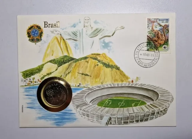 50 Cruzeiros 1984 Envelope Stamp Excellent Condition Coin Brazil