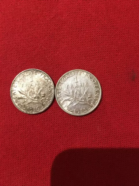 1 franc argent 1915 Et 1916