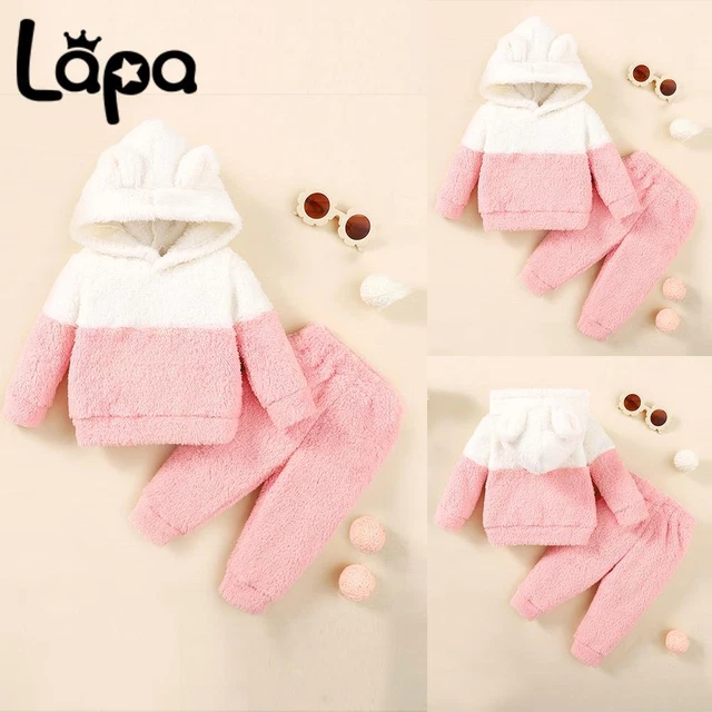 Newborn Baby Boy Girl Kids Bear Hooded Long Sleeve Tops+Pants Outfit Clothes Set