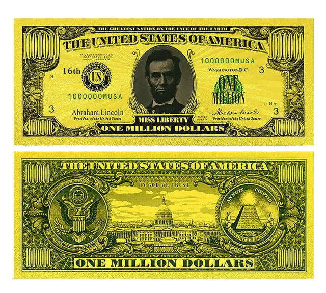 ★★ Usa / Etats Unis : Billet 1 Million Dollars President Abraham Lincoln ★★ A