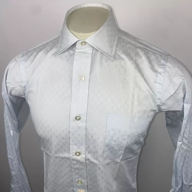 NEW Vtg 50s 60s Dress Shirt Excello Crest Club Karnac Cotton Blue NOS Mens 15 4