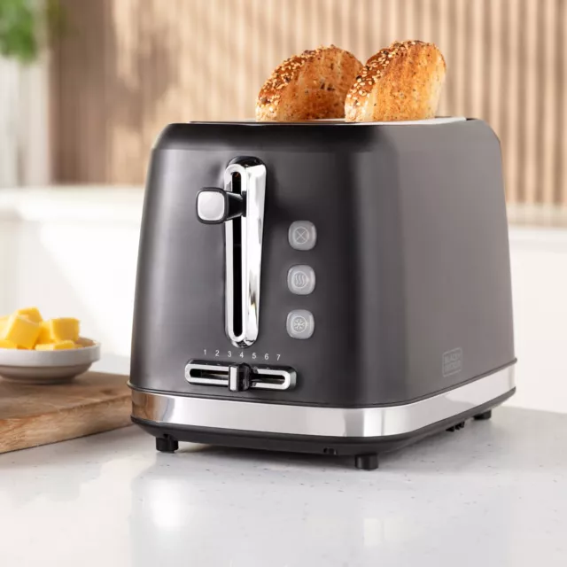 BLACK+DECKER Toaster 2 Slice , 7 Browning Settings ,BXTO20077GB in Matte Black 3