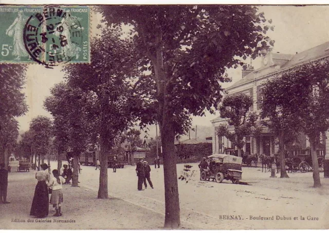CPA 27 Normandie EURE Env. Evreux BERNAY Boulevard Dubus et la Gare 1914 animée