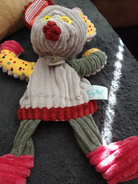 DOUDOU SOURIS MARIONNETTE PATCHWORK  BABYNAT Neuf avec étiquette
