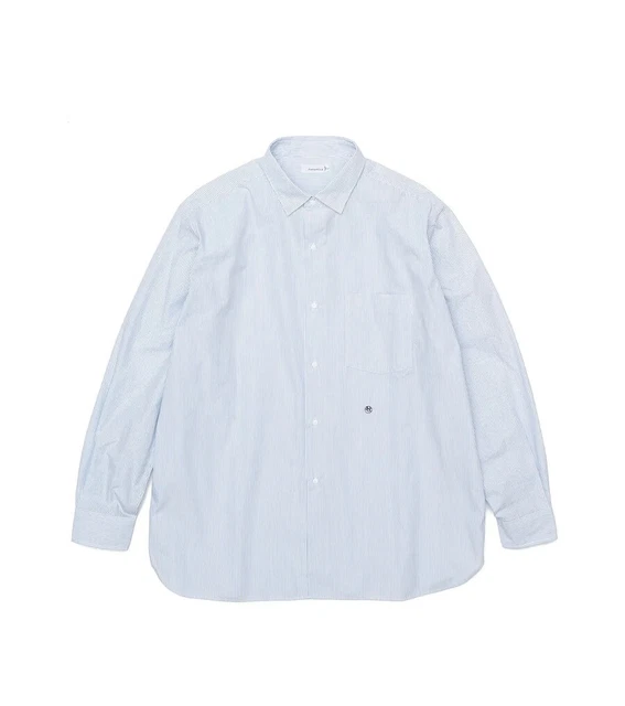 nanamica Regular Collar Stripe Wind Shirt, Sax, Small, SS23, New with Tag 