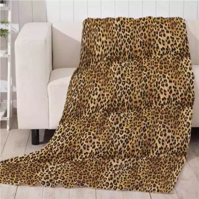 Beautiful Leopard Print 3D Warm Plush Fleece Blanket Picnic Sofa Couch