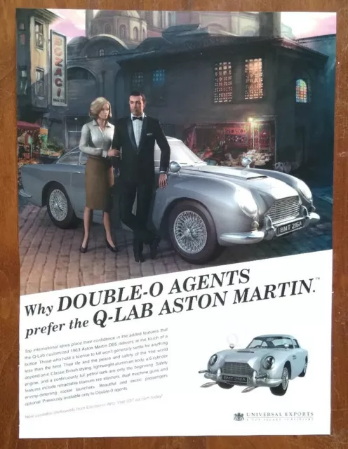 James Bond 007 Q-Lab Aston Martin DB5 Vintage Print Ad/Poster Official Game Art