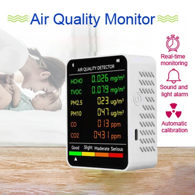Aria Rilevatore Monitor Hcho Nero/Bianco Multifunzione PM2.5 Portatile Tvoc