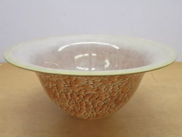 Signed Cohn Stone Studio 1996 Large 15.25" X 7" art glass centerpiece bowl
