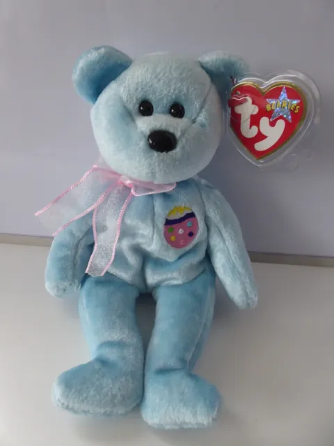 TY Beanie EGGS II Soft Plush Cuddly Blue Easter Teddy Bear Toy with Tags