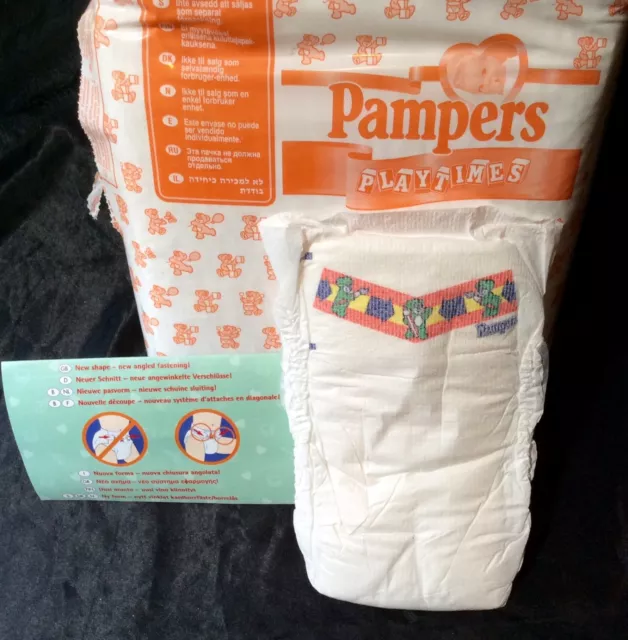 Vintage Pampers Playtimes Couche Sz Maxi Europe Import