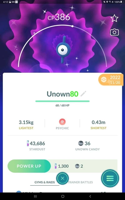 Polvere Di Stelle Shiny Unown N – TR-DE 20k – Gioco Pokego Per Android