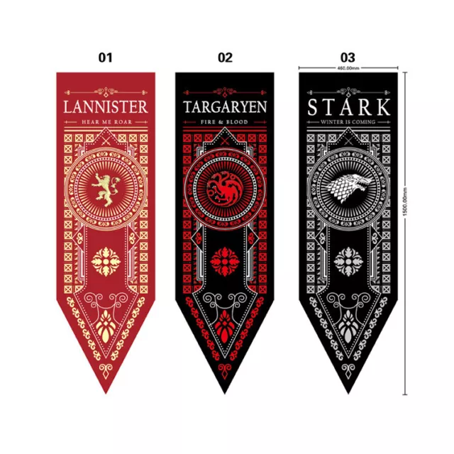 3 Stücke Banner Stark Lannister Targaryen für Game of Thrones Fans