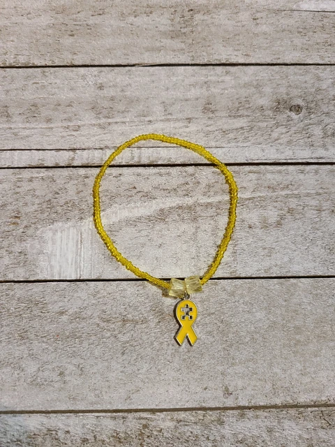 Autism Yellow Tiny Seed Bead Puzzle Awareness Ribbon Bracelet