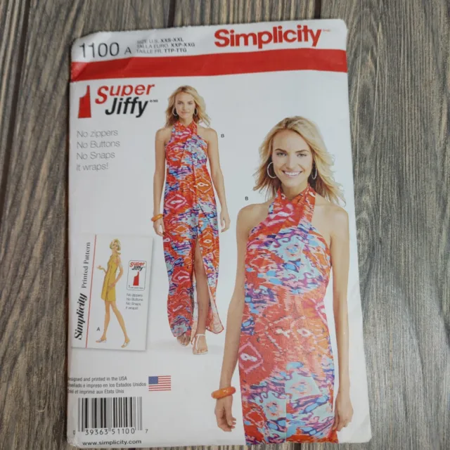 Misses Jiffy Cover Up in Sizes XXS to XXL Sewing Pattern Simplicity 1100 NIP