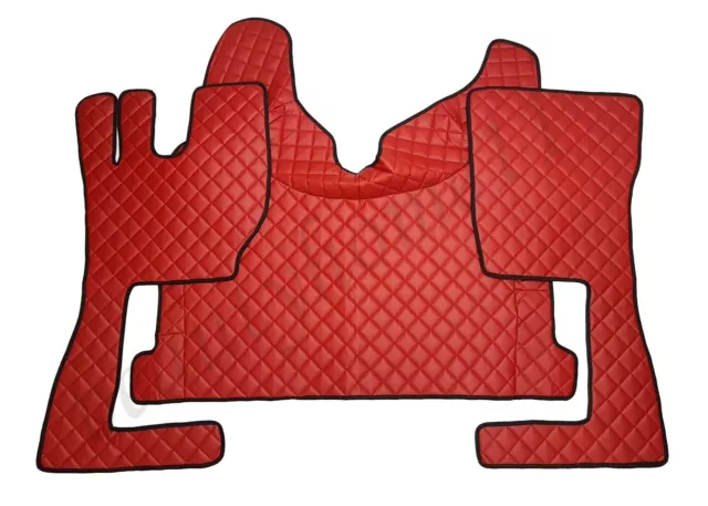 Floor Mats Cover For VOLVO FH4 2014+ Left Hand Drive Red Eco Leather