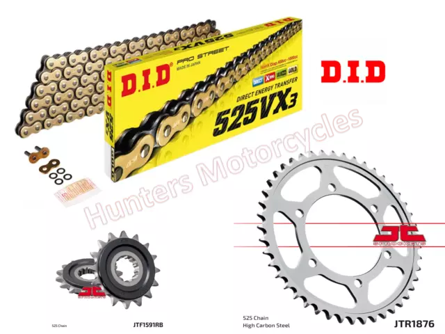 Yamaha MT07 Tracer DID Gold X-Ring Chain and JT Quiet Sprocket Kit Set 2018